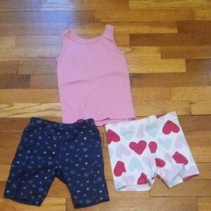 Girls Pink Tank Top with Heart Print Shorts Set girl 6